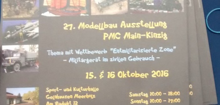 Die 21. Modellbau-Ausstellung des PMC Main-Kinzig mit dem Wettbewerb "entmilitarisierte Zone" wirft ihre Schatten in Form eines Flyers voraus.