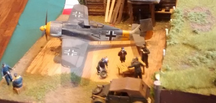 Diorama Focke-Wulf FW 190 auf Feldflugplatz