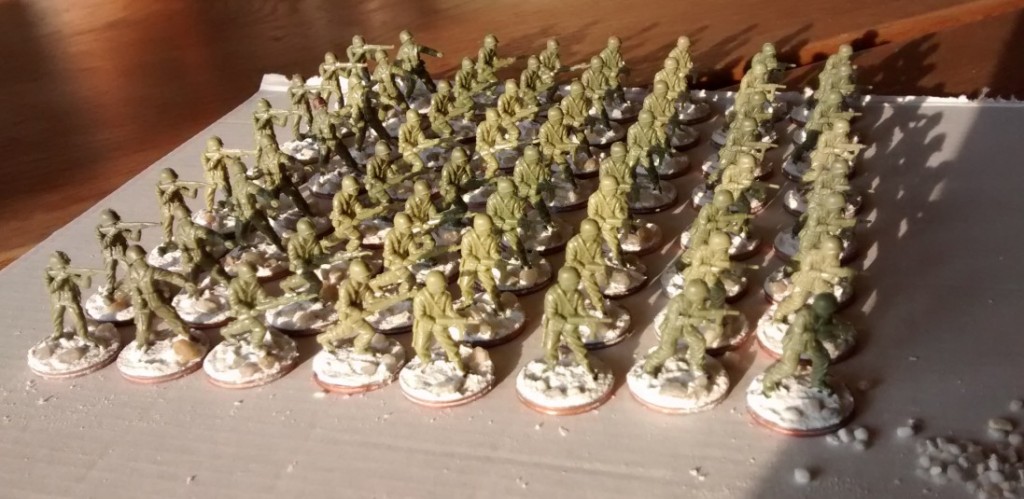 Die 64 Schützen entstammen dem Matchbox Set P5002 American Infantry.