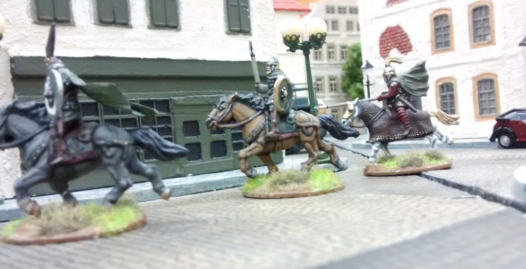 Die Reiter von Rohan in der südlichen Vorstadt von Saint-Aubin.