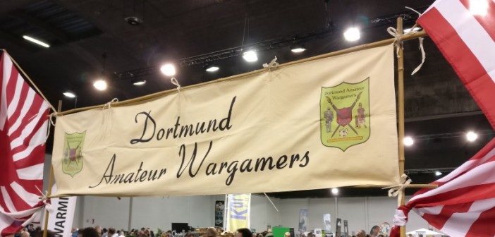 Die Diorama-Spielplatte der "Dortmund Amateur Wargamers" mit dem Thema "Landung japanischer Truppen im Pazifik"