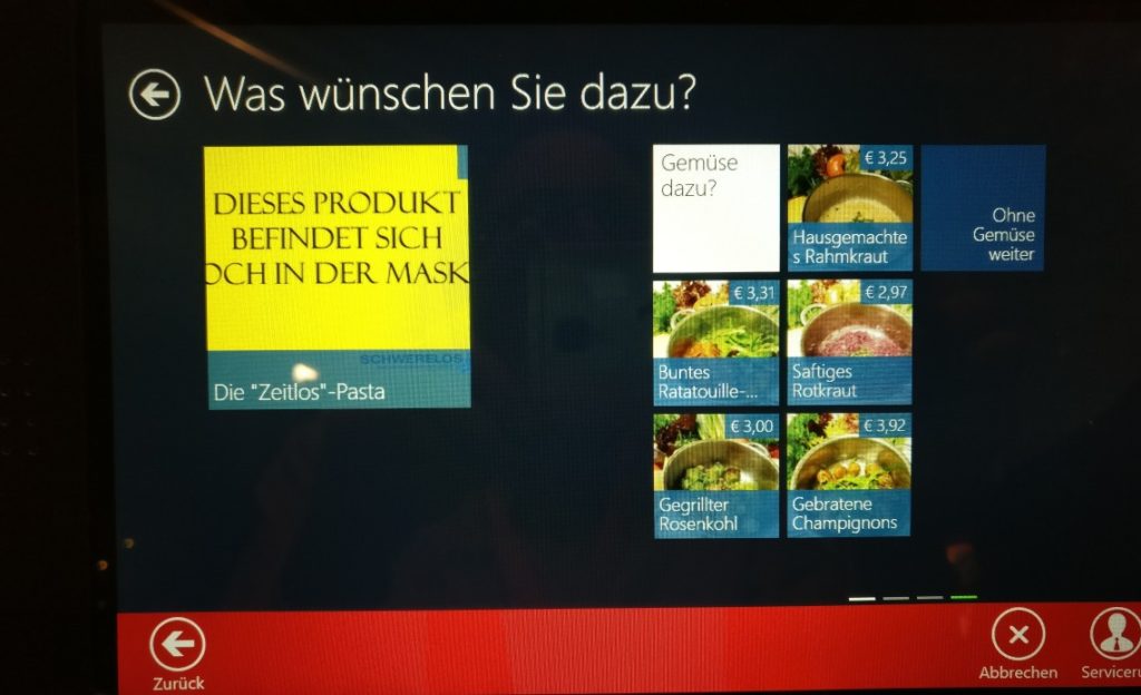 Pasta mit Rotkraut? Nicht alle Menüvorschläge im Schwerelos waren bedenkenlos.