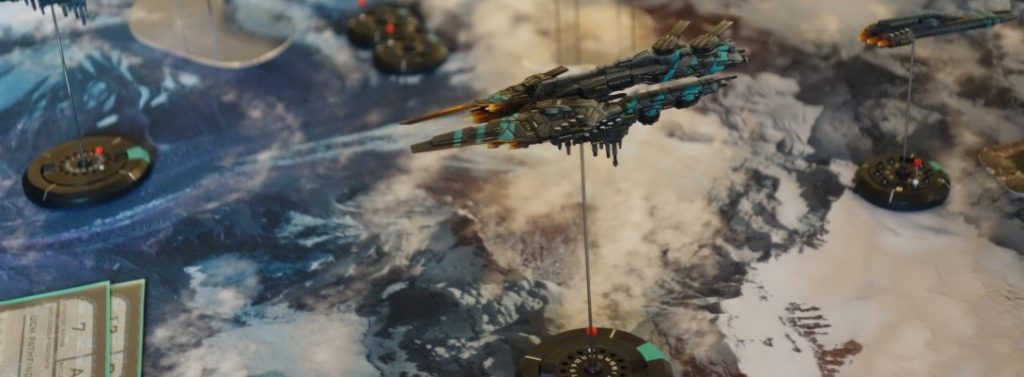 Spieltisch Dropfleet Commander (Hawk Wargames) auf der Do or Dice 2017