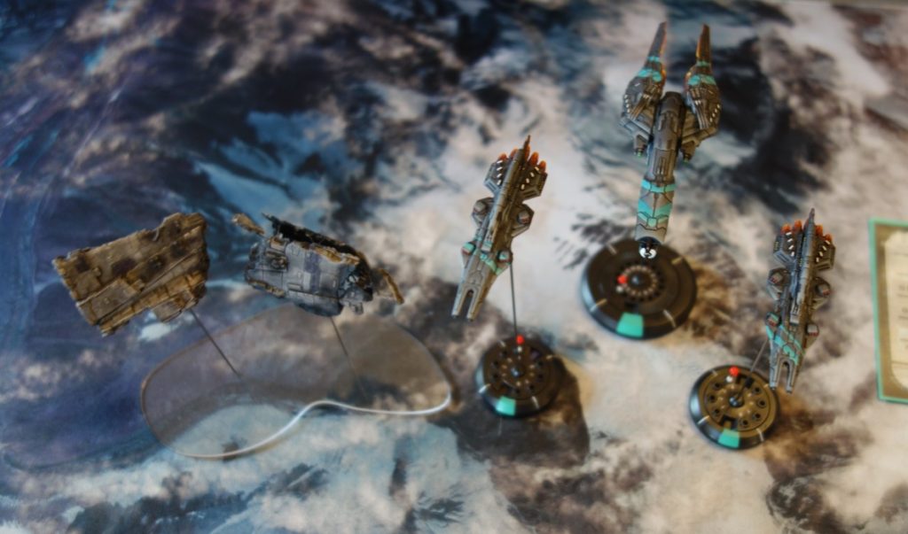 Spieltisch Dropfleet Commander (Hawk Wargames) auf der Do or Dice 2017