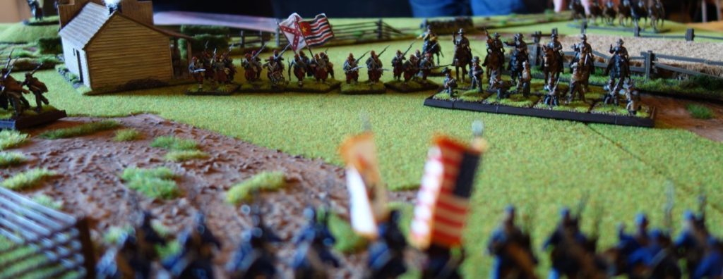 Der Spieltisch "ACW / American Civil War" mit "Kugelhagel" auf der Do or Dice 2017 in Rendsburg.