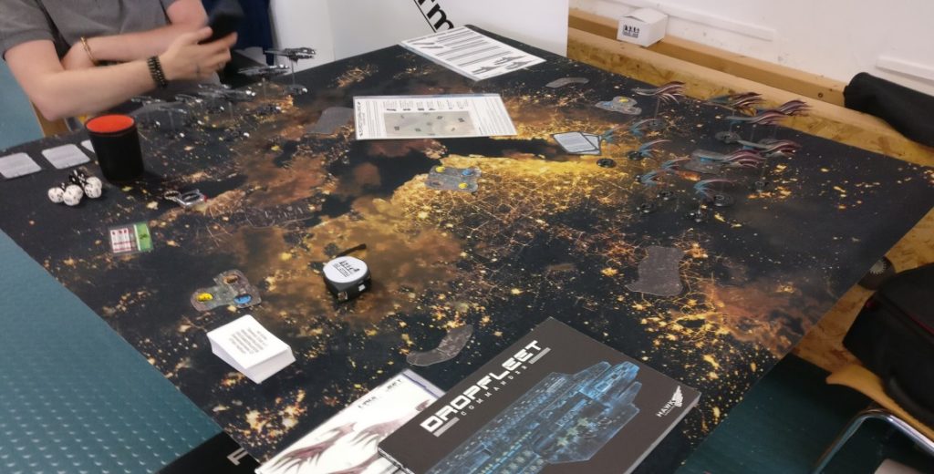 Spieltisch "Dropfleet Commander" von Ad Arma aus Speyer auf der Table Topia in Aschaffenburg