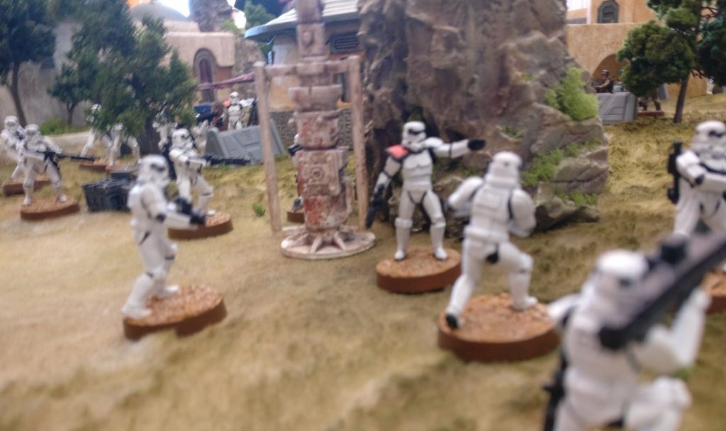 Spieltisch Star Wars Legion (BATUU -Spielmatte von Matthias Grüttke) auf der 1. Hammerzeit auf dem  6. Rhein Main Multiversum des Tabletop Club Rhein-Main e.V. in Nidderau