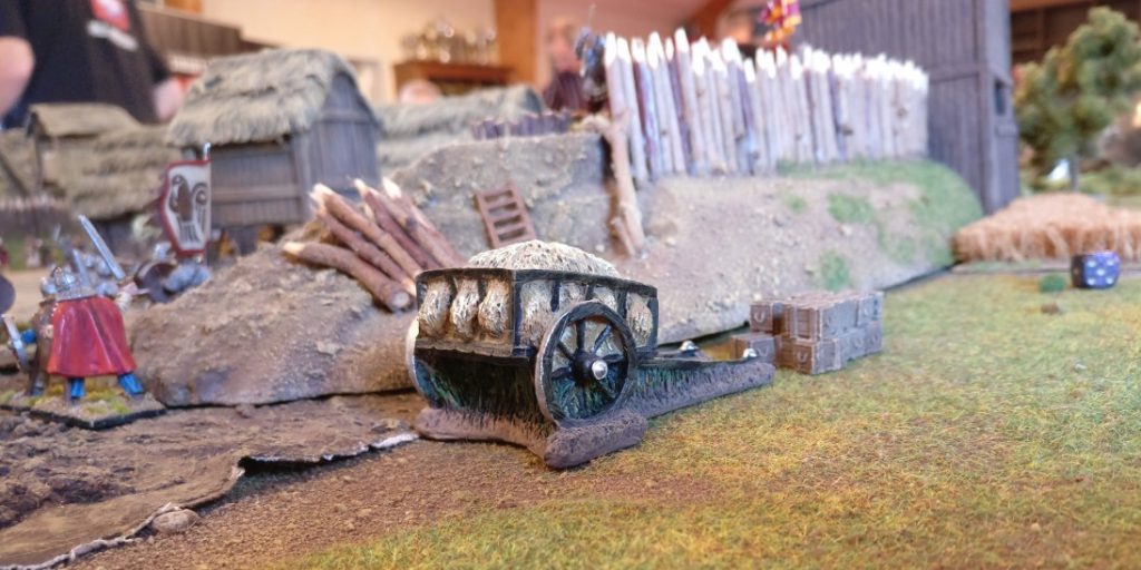 Spieltisch "Wikingerüberfall auf die Hammaburg" des Hamburger Wargaming Club und der Kurpfalz Feldherren