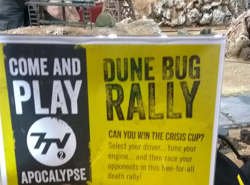 Der Spieltisch der "Dune-Bug-Rally" auf der Ccrisis 2018 in Antwerpen.