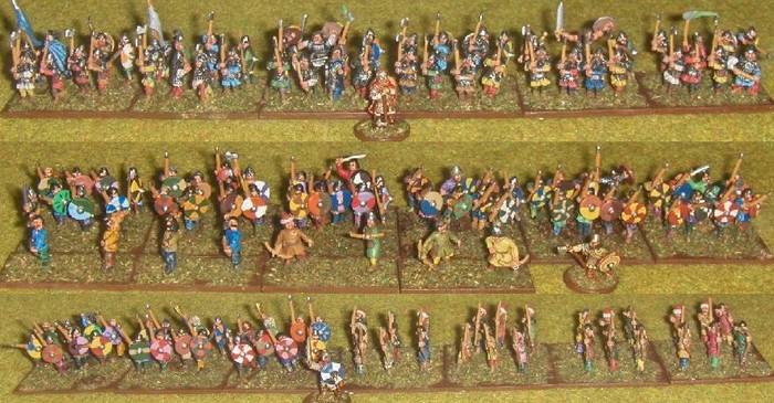 Vodniks Wikinger Armee für Art de la Guerre. Alle 3 Befehlsgruppen mit Anführern