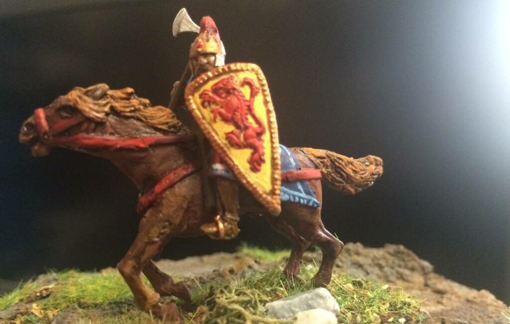 Heinrich der Löwe, ehemaliger langweiliger Reiter mit Gotenkopf und Normannenschild. Mit Rotem Löwen auf gelbem Grund. (Foto: XENA)