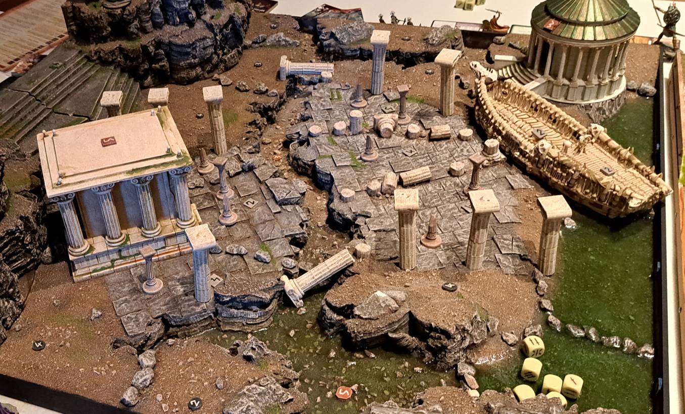 Historische Spielstätten: der Spieltisch "Mythic Battles" von der Tactica 2022 in Hamburg als Inspiration für einen Spieltisch für meine SAGA Römer