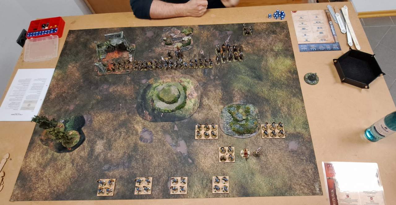 Das Spielfeld: Oben die Burgunder, unten die Römer.