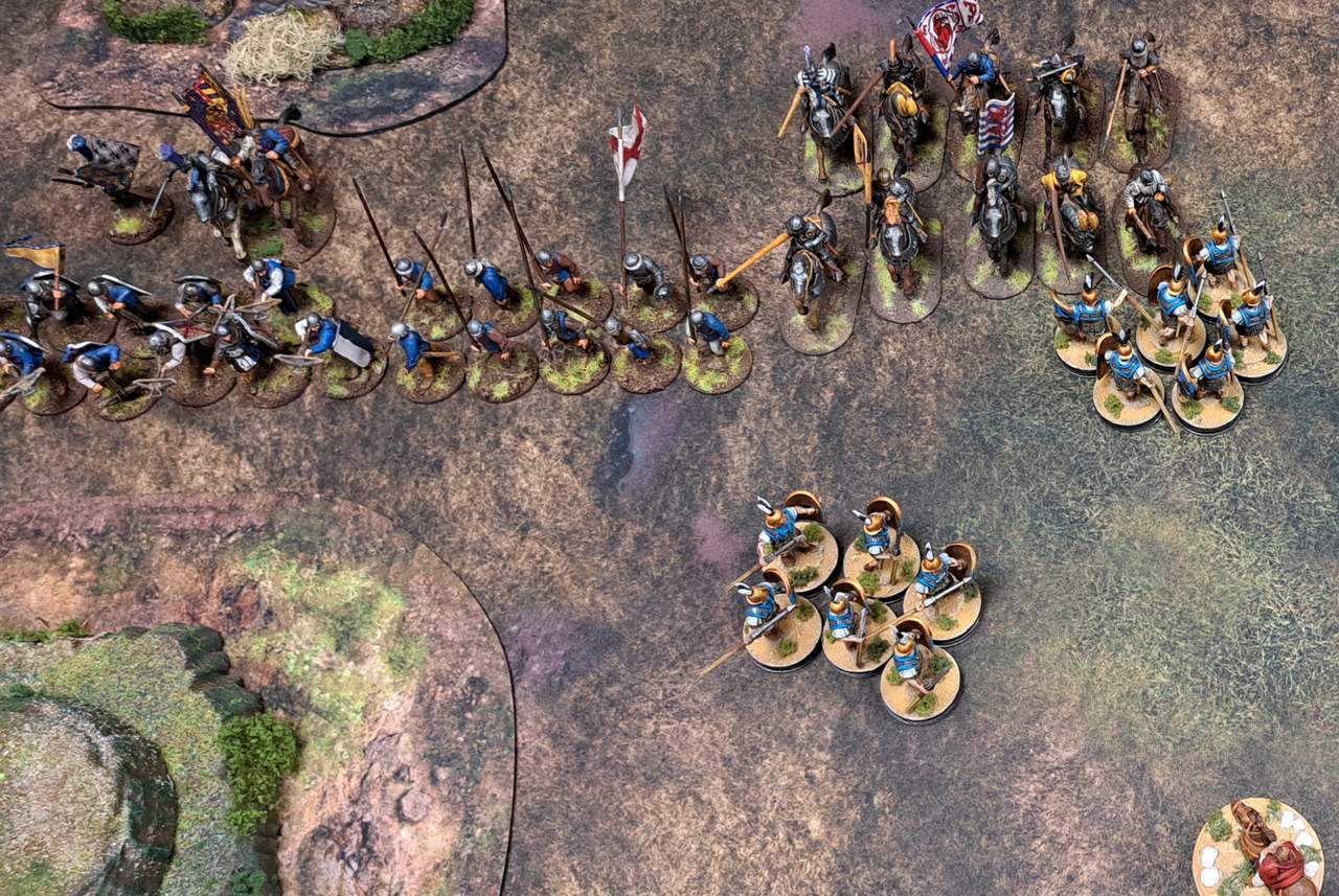 Mit Quincunx auf die burgundischen Reiter.