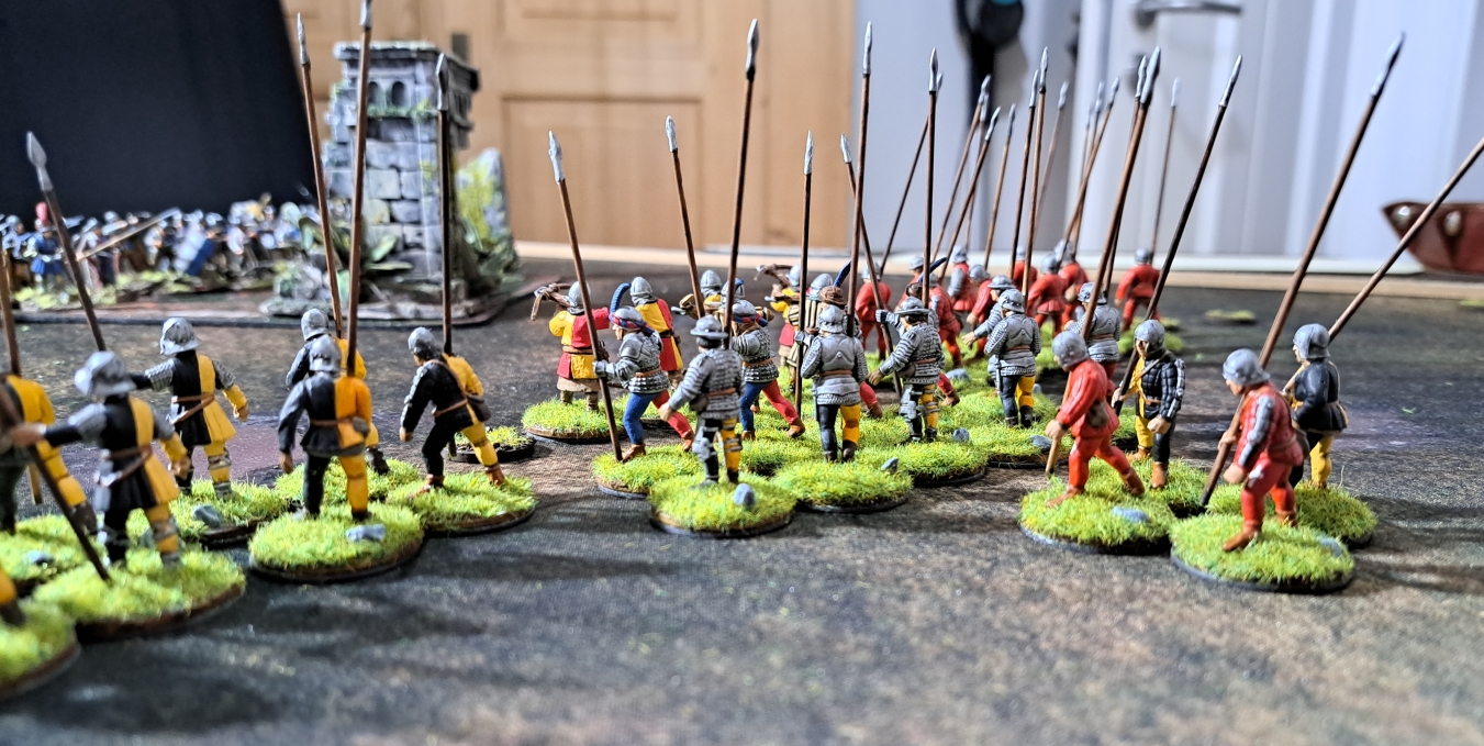 In der zweiten Reihe eine gepanzerte Einheit Pikeniere und hinten dran die kleine 4er-Einheit Pikeniere.
