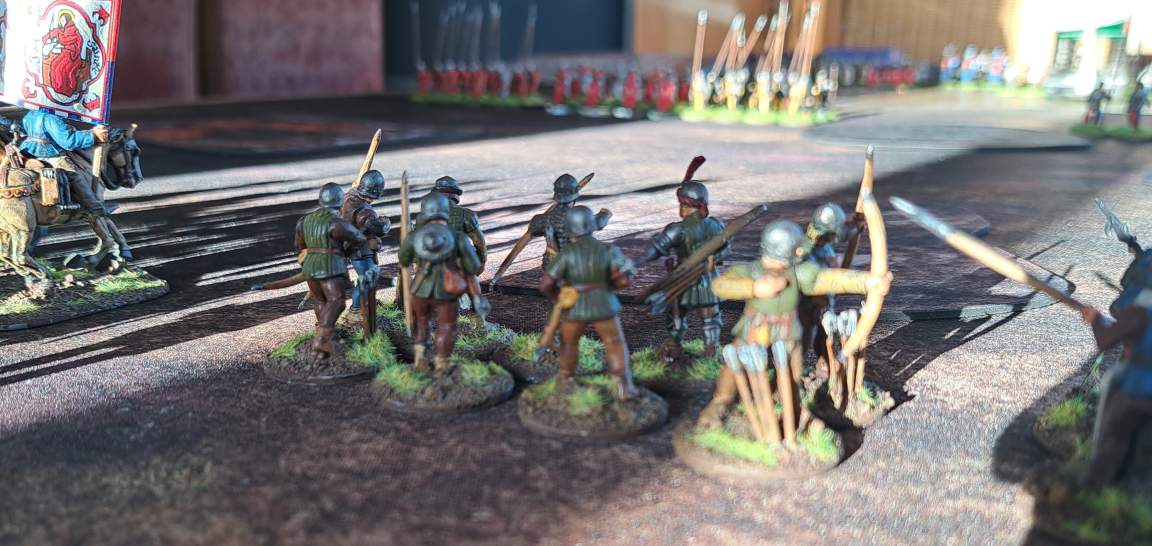 Die 9 Bogenschützen von Ralfs SAGA-Bretonen - kampfbereit.